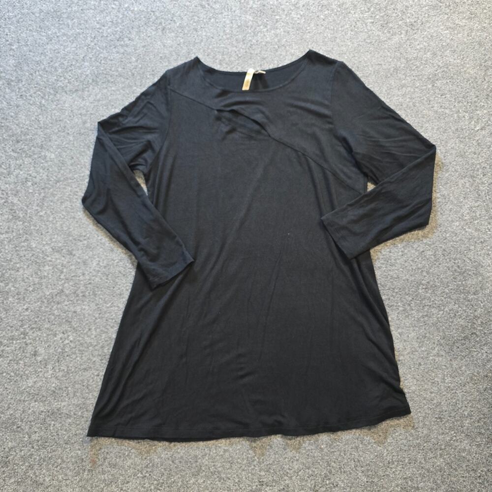 Comfy USA Top Womens Size Small Black Tunic Long Sleeve Cutout Stretchy Casual